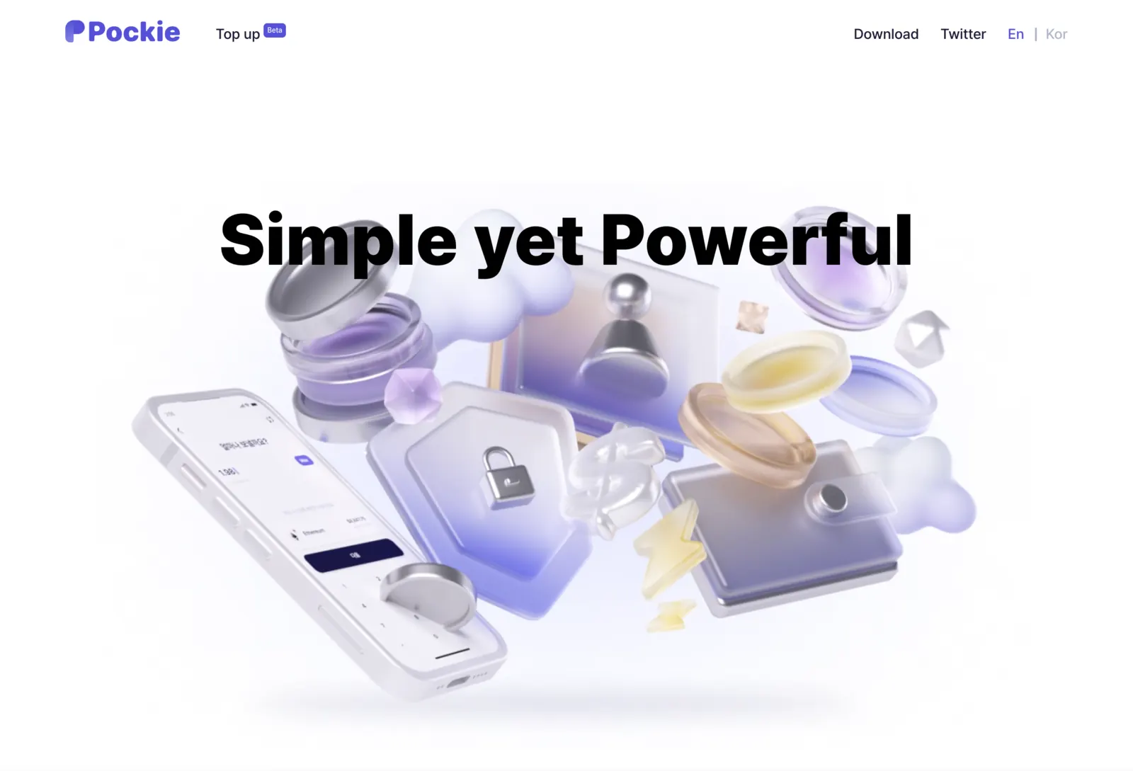 Pockie wallet product page with mobile wallet and security imagery